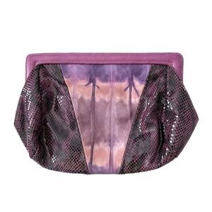 Jess Rizzuti New York Fiona Baguette Clutch Purple and Python Print